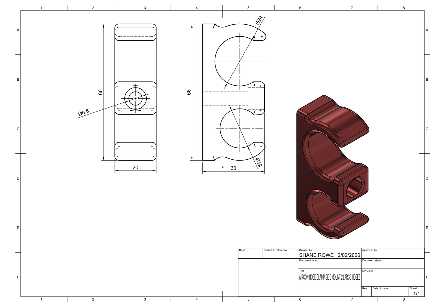 Carbon Fibre 3D printed hose/line clamps