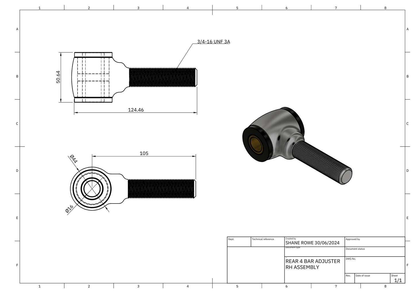 Heavy Duty - CNC Machined 4130 Chromoly 4 Bar Adjuster Assembly