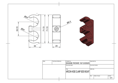Carbon Fibre 3D printed hose/line clamps